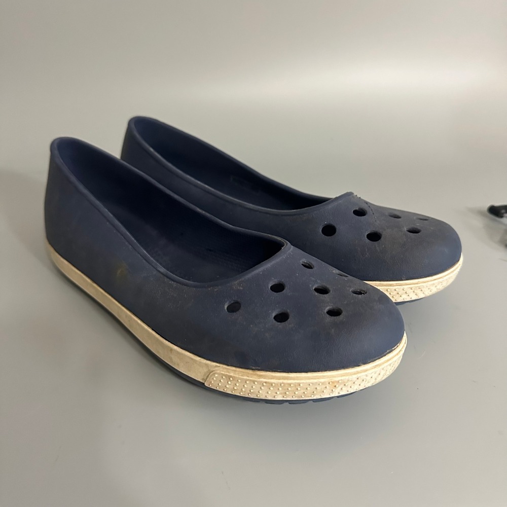 Crocs CitiLane Flat Navy White Women Size 8 Slip On Ballet Sneaker 202941